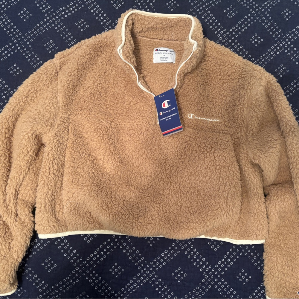 Champion Beige Fleece Half-Zip